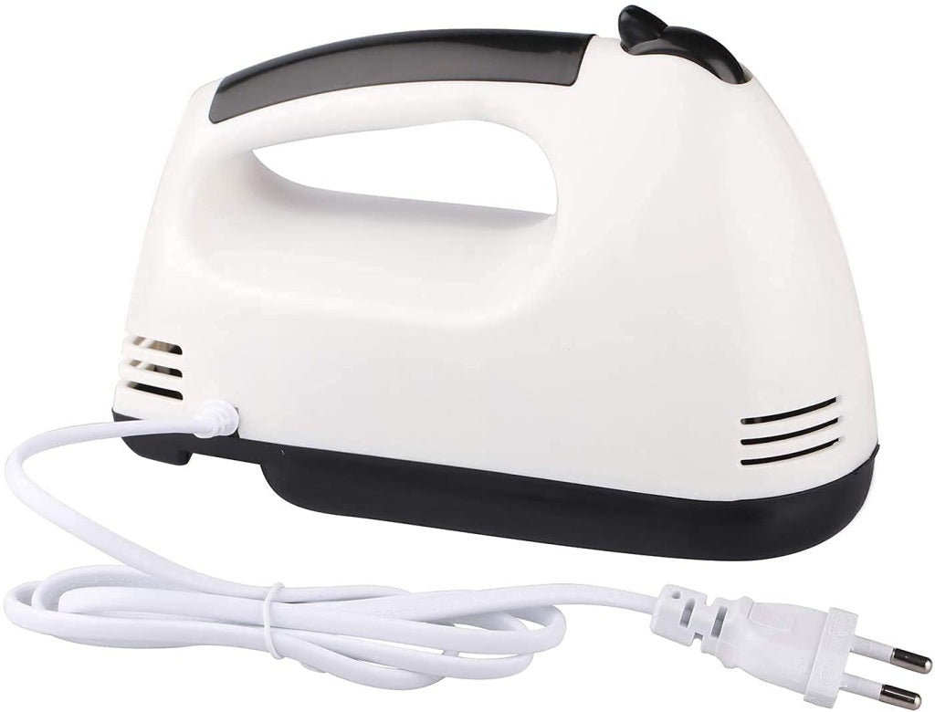 260W Electric Hand Mixer Beater & Blender | 7-Speed Control Kitchen Whisk with Chrome Beaters & Dough Hooks | Lightweight ABS Body | Multipurpose Hand Blender (White)