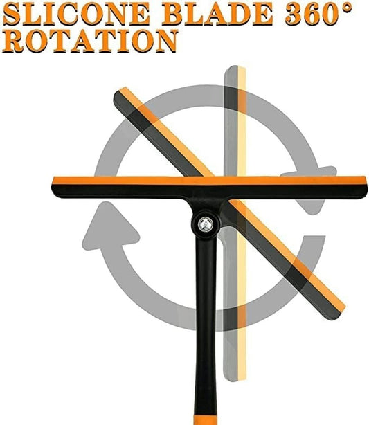 3-in-1 Glass Cleaning Wiper with Rotatable Silicone Squeegee, Scrub Sponge & Mesh Screen Cleaner – Multifunctional Wiper for Kitchen, Bathroom, Window, and Home Cleaning