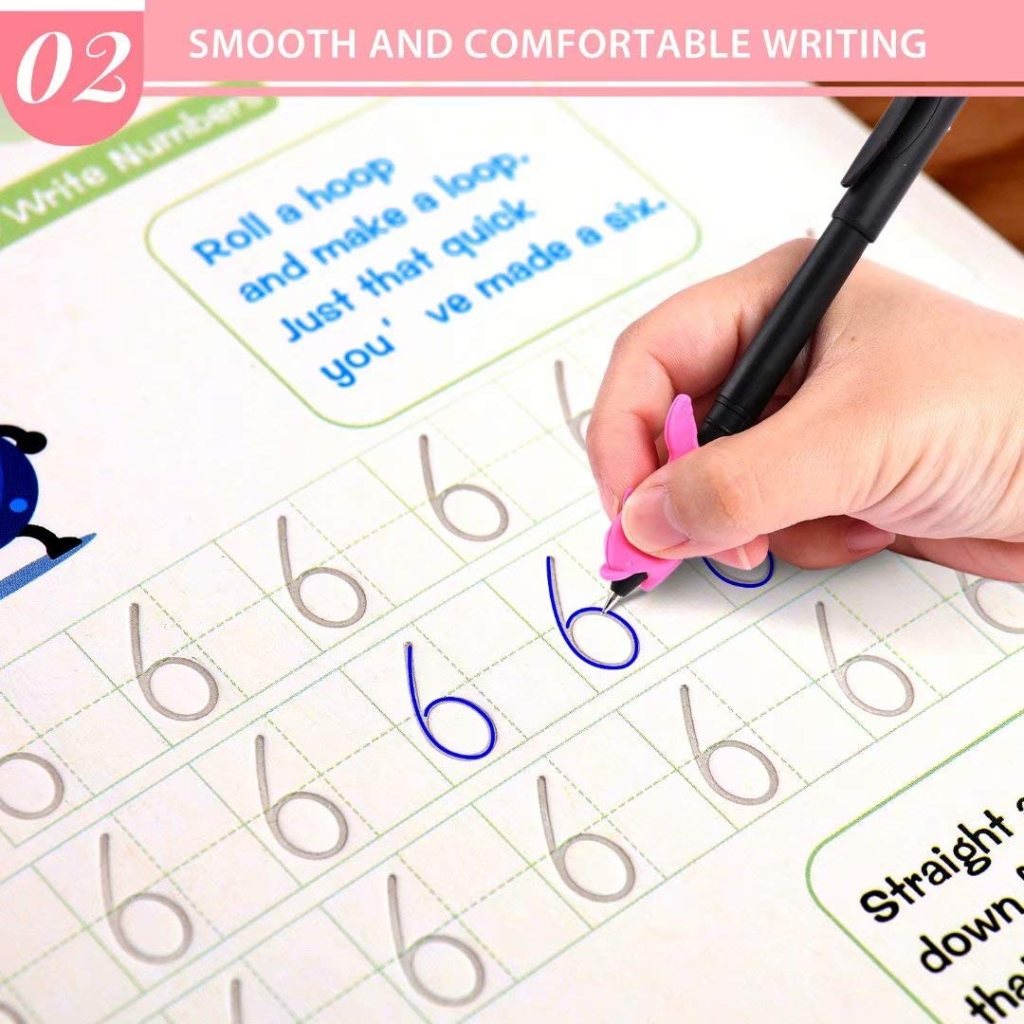 4 Pcs Magic Practice Copybook & 10 Refills for Kids Handwriting | English Reusable Magical Tracing Book | Letter Writing Set