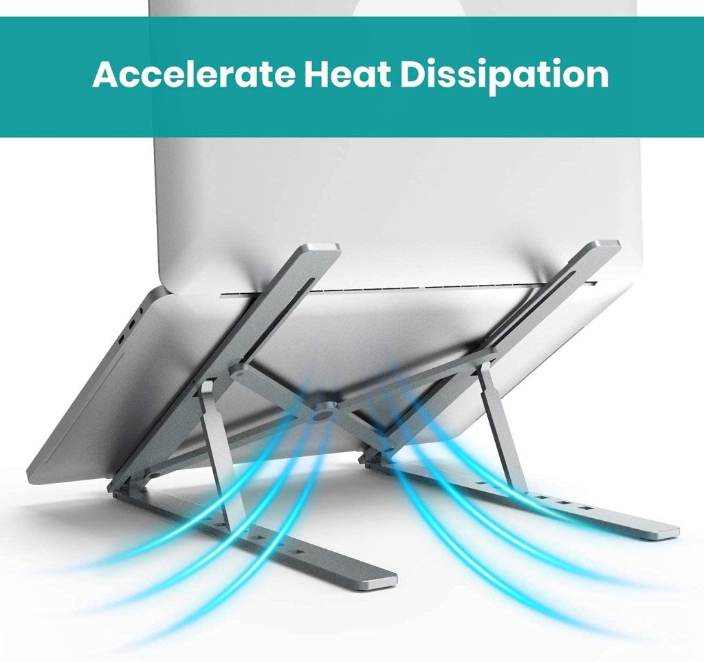 Adjustable Laptop Stand, Aluminum Portable Laptop Holder Desk for Cooling, 6-Levels Adjustable Notebook/Laptop Riser Mount, Ventilated Computer Stand