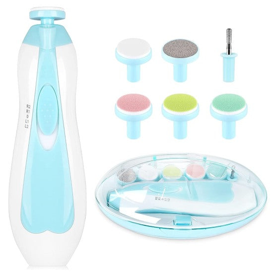🍼 Baby Nail File Electric Trimmer Kit with Light | 5 Grinding Heads | 4-Speed Control | For Newborns, Kids & Adults