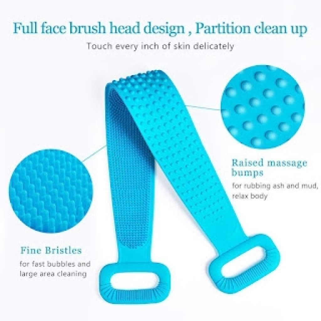 Silicone Body Scrubber Belt | Double-Sided Bath Brush for Deep Cleaning, Dead Skin Removal & Massage (Multicolor)