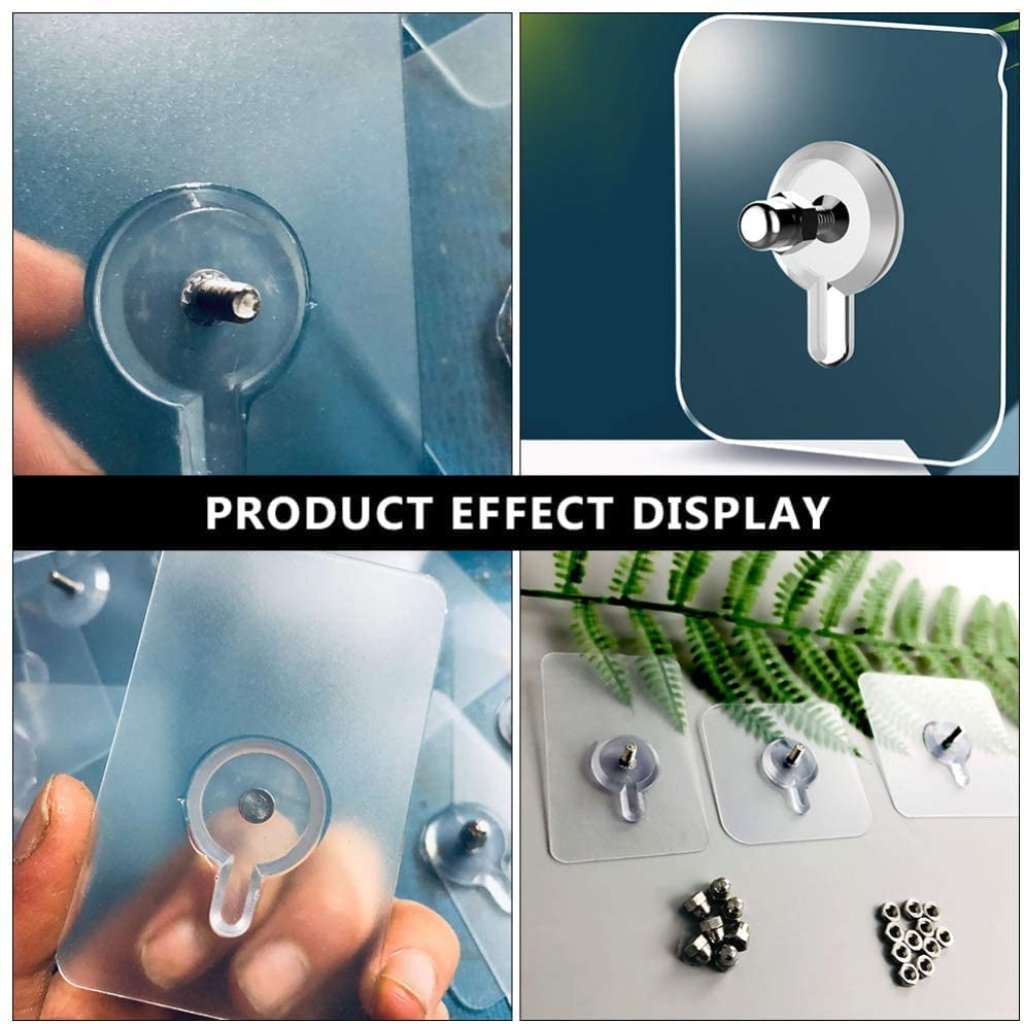 Self Adhesive Bolt Screw Sticker Hook | Nail-Free Waterproof Wall Hook for Photo Frames, Shelves, Keys, Kitchen & Bathroom | Transparent, No Drilling, Heavy Duty (Up to 8KG), Reusable & Seamless