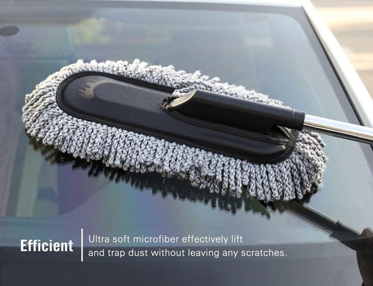 Microfiber Car Cleaning Brush Duster with Long Handle | Multipurpose Mop Dust Cleaner for Car, Home, Kitchen, Office | Expandable & Scratch-Free | Blue