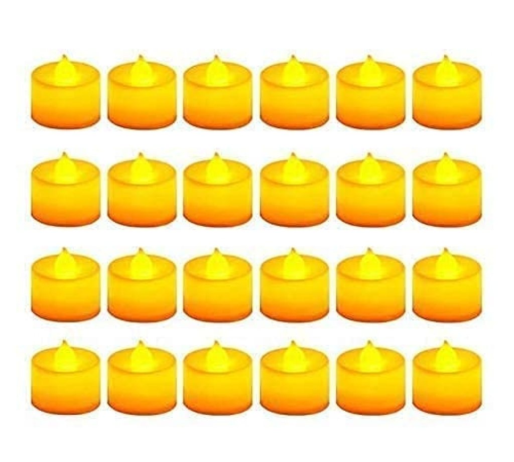 Battery Operated LED Diya Candle Lights | Flickering Flameless Tea Lights for Diwali & Home Decoration | Warm Yellow (Pack of 24 Pcs)