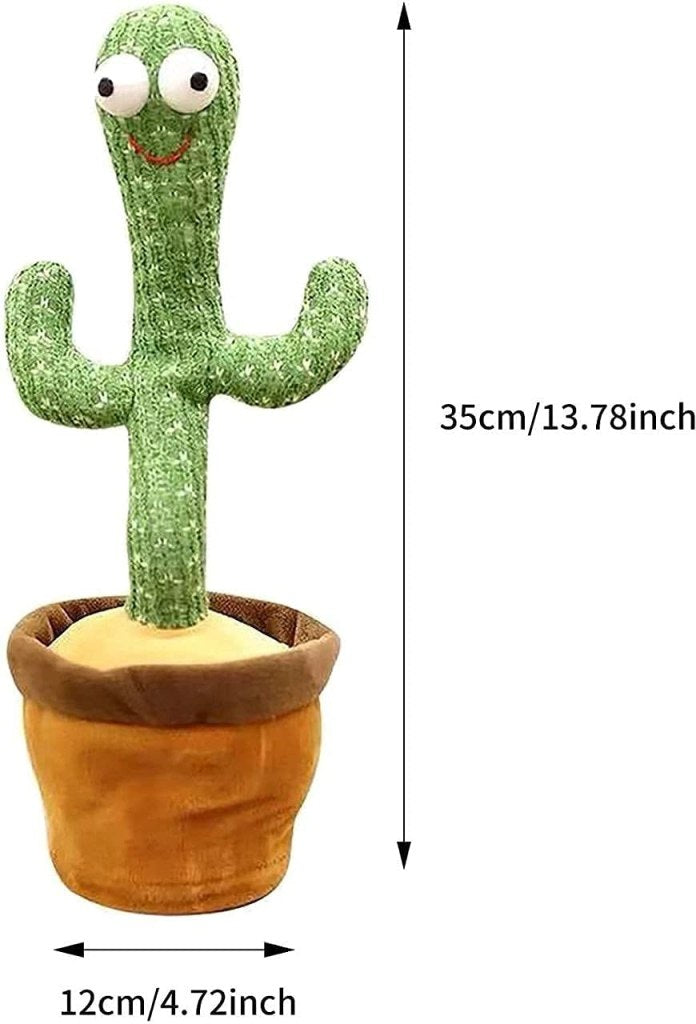 Electronic Dancing Cactus Toy | Singing, Talking, Recording, Glowing Plush Toy with USB Charging | Repeats Words & Dances for Kids, Babies, Fun Gifts (Green, Chargeable)