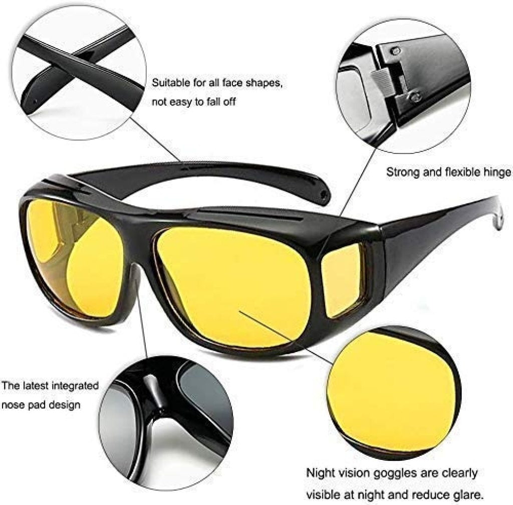 HD Vision Day and Night Unisex Goggles β Anti-Glare Polarized Sunglasses for Driving, UV Protection β Pack of 2 (Black & Yellow)