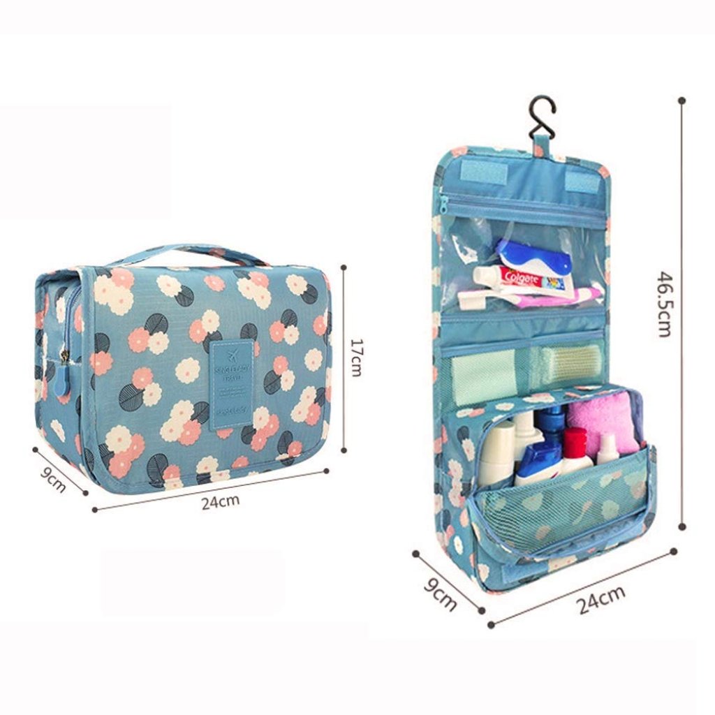 Hanging Travel Toiletry Bag & Cosmetic Organizer for Women ā Waterproof, Foldable Makeup Pouch with Hook | Multi-Compartment Travel Storage Case with Handle (Multicolor)