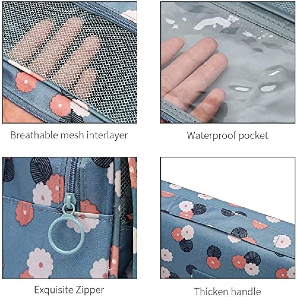 Hanging Travel Toiletry Bag & Cosmetic Organizer for Women ā Waterproof, Foldable Makeup Pouch with Hook | Multi-Compartment Travel Storage Case with Handle (Multicolor)