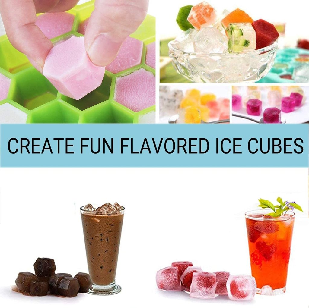 Silicone Honeycomb Ice Cube Tray โ Pack of 3 | 37 Cavity Flexible Mould | Chocolate & Cake Maker | Reusable, Freezer Safe, BPA-Free (Multi-Color Combo)