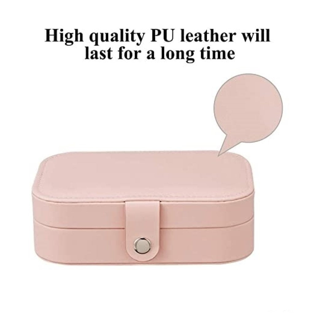 PU Leather Big Jewelry Box Organizer for Women | Magnetic Buckle Storage Case with Dividers | Ring, Earring, Necklace Holder | Travel Cosmetic Vanity Box (Pink)