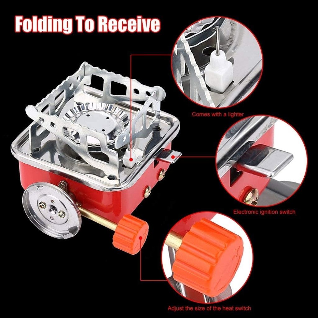 Portable Picnic, Camping Aluminum Gas Stove | Ultra-Light Folding Furnace | Outdoor Metal Camping Gas Stove | Picnic Cooking Gas Burner