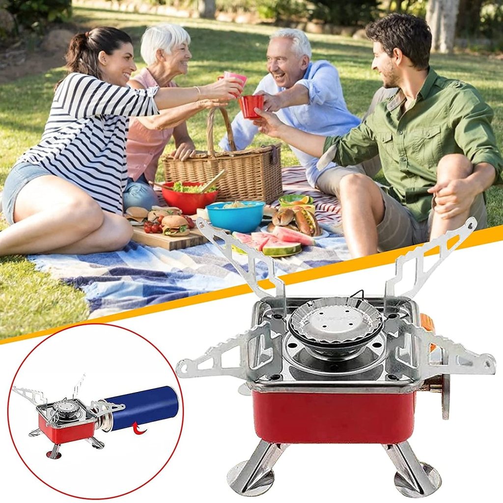 Portable Picnic, Camping Aluminum Gas Stove | Ultra-Light Folding Furnace | Outdoor Metal Camping Gas Stove | Picnic Cooking Gas Burner
