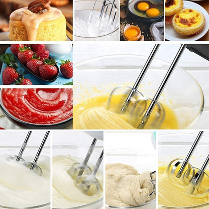 260W Electric Hand Mixer Beater & Blender | 7-Speed Control Kitchen Whisk with Chrome Beaters & Dough Hooks | Lightweight ABS Body | Multipurpose Hand Blender (White)