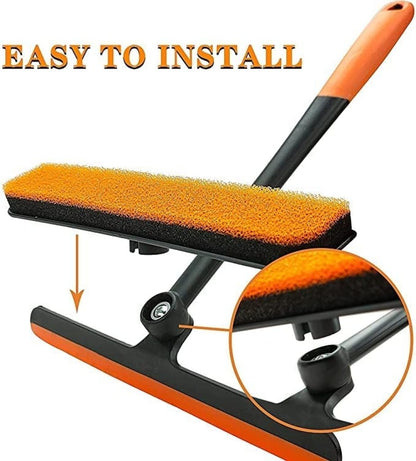 3-in-1 Glass Cleaning Wiper with Rotatable Silicone Squeegee, Scrub Sponge & Mesh Screen Cleaner – Multifunctional Wiper for Kitchen, Bathroom, Window, and Home Cleaning