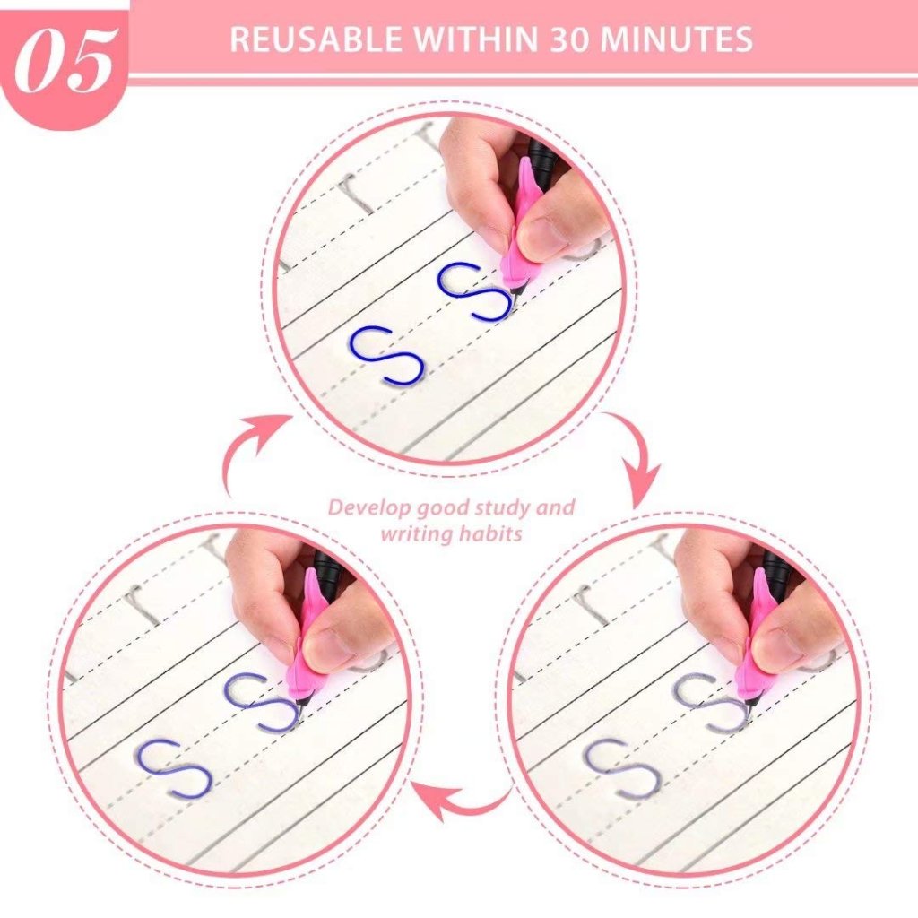 4 Pcs Magic Practice Copybook & 10 Refills for Kids Handwriting | English Reusable Magical Tracing Book | Letter Writing Set