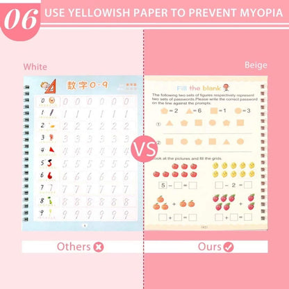 4 Pcs Magic Practice Copybook & 10 Refills for Kids Handwriting | English Reusable Magical Tracing Book | Letter Writing Set