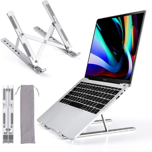 Adjustable Laptop Stand, Aluminum Portable Laptop Holder Desk for Cooling, 6-Levels Adjustable Notebook/Laptop Riser Mount, Ventilated Computer Stand