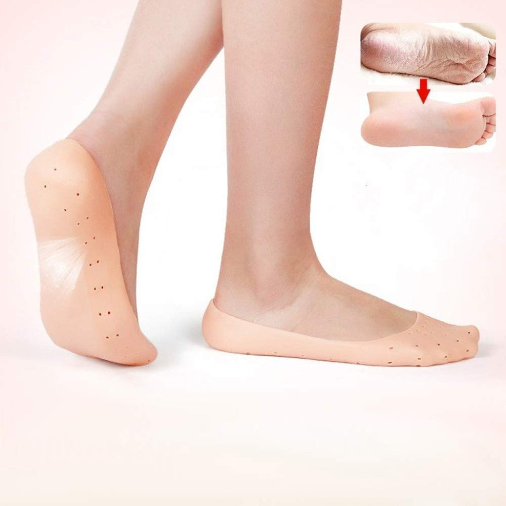 Anti Crack Full Length Silicone Foot Protector Moisturizing Socks for Foot-Care and Heel Cracks, socks for cracked feet, heel pad for heel pain, anti crack heel socks (Full Heel)