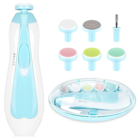 🍼 Baby Nail File Electric Trimmer Kit with Light | 5 Grinding Heads | 4-Speed Control | For Newborns, Kids & Adults