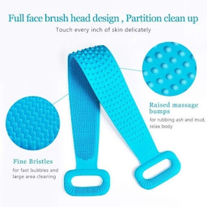 Silicone Body Scrubber Belt | Double-Sided Bath Brush for Deep Cleaning, Dead Skin Removal & Massage (Multicolor)