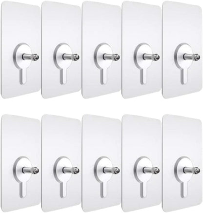 Self Adhesive Bolt Screw Sticker Hook | Nail-Free Waterproof Wall Hook for Photo Frames, Shelves, Keys, Kitchen & Bathroom | Transparent, No Drilling, Heavy Duty (Up to 8KG), Reusable & Seamless