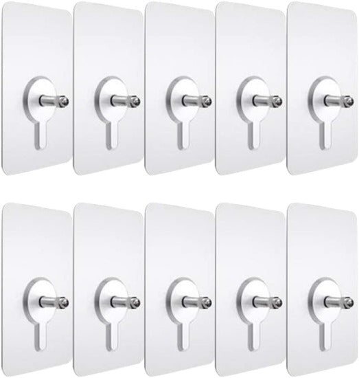 Self Adhesive Bolt Screw Sticker Hook | Nail-Free Waterproof Wall Hook for Photo Frames, Shelves, Keys, Kitchen & Bathroom | Transparent, No Drilling, Heavy Duty (Up to 8KG), Reusable & Seamless