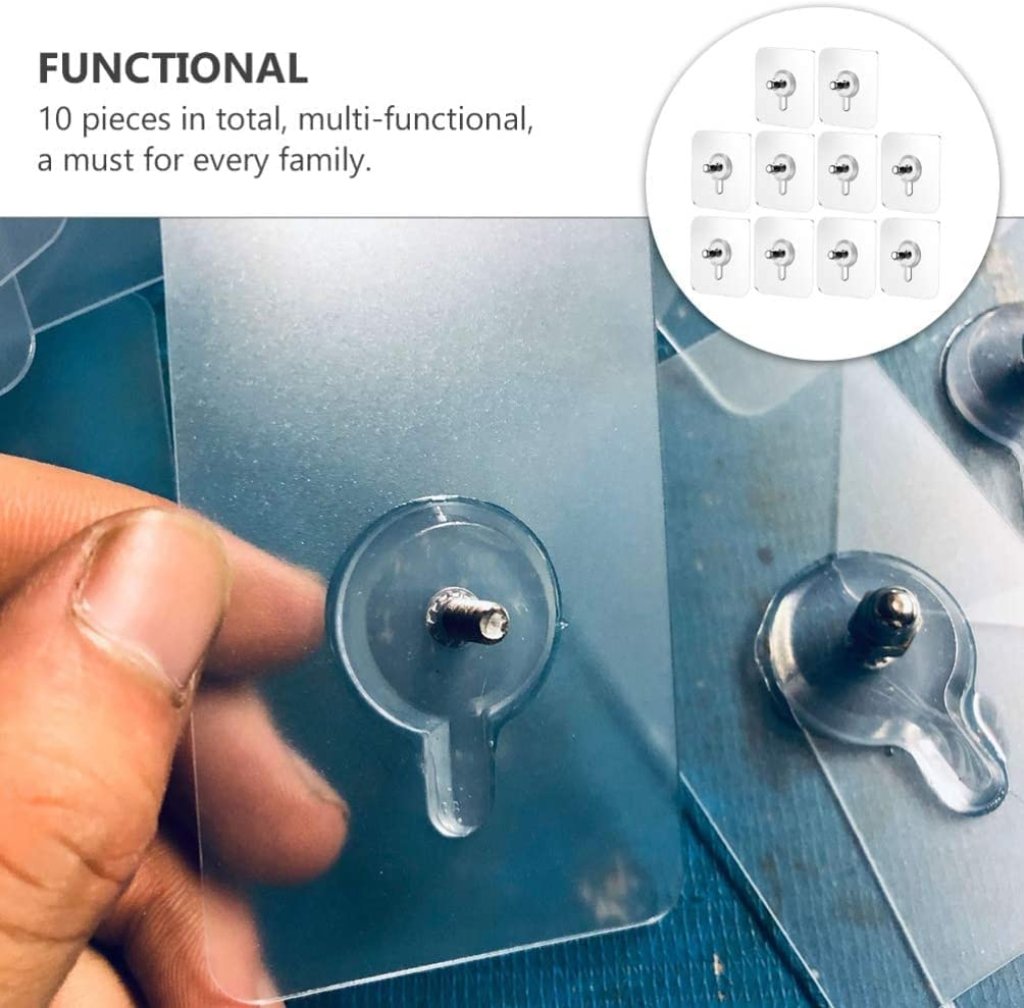 Self Adhesive Bolt Screw Sticker Hook | Nail-Free Waterproof Wall Hook for Photo Frames, Shelves, Keys, Kitchen & Bathroom | Transparent, No Drilling, Heavy Duty (Up to 8KG), Reusable & Seamless