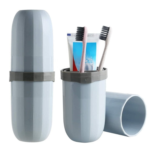 Portable Capsule Shape Travel Toothbrush, Toothpaste, Toiletry and Cosmetic Holder Case (1Pc)