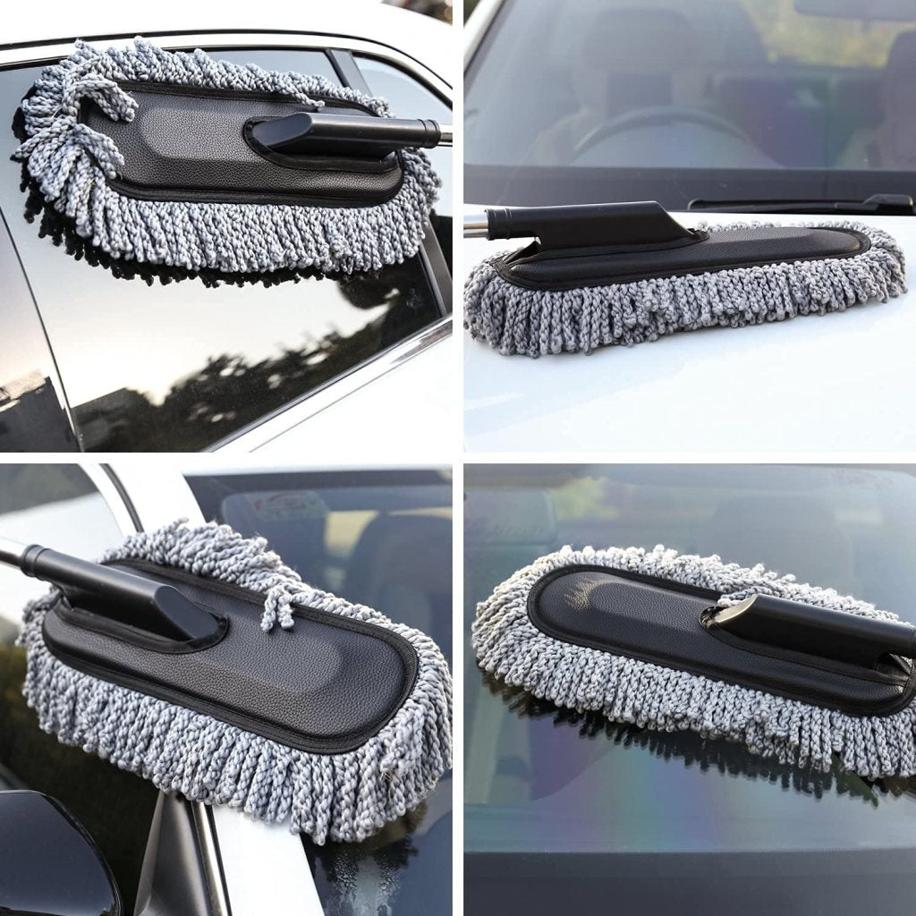 Microfiber Car Cleaning Brush Duster with Long Handle | Multipurpose Mop Dust Cleaner for Car, Home, Kitchen, Office | Expandable & Scratch-Free | Blue