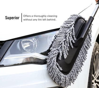 Microfiber Car Cleaning Brush Duster with Long Handle | Multipurpose Mop Dust Cleaner for Car, Home, Kitchen, Office | Expandable & Scratch-Free | Blue