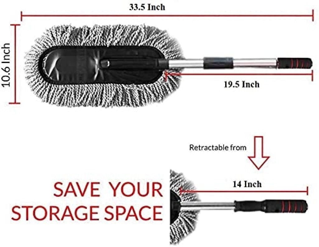 Microfiber Car Cleaning Brush Duster with Long Handle | Multipurpose Mop Dust Cleaner for Car, Home, Kitchen, Office | Expandable & Scratch-Free | Blue