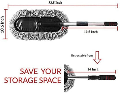 Microfiber Car Cleaning Brush Duster with Long Handle | Multipurpose Mop Dust Cleaner for Car, Home, Kitchen, Office | Expandable & Scratch-Free | Blue