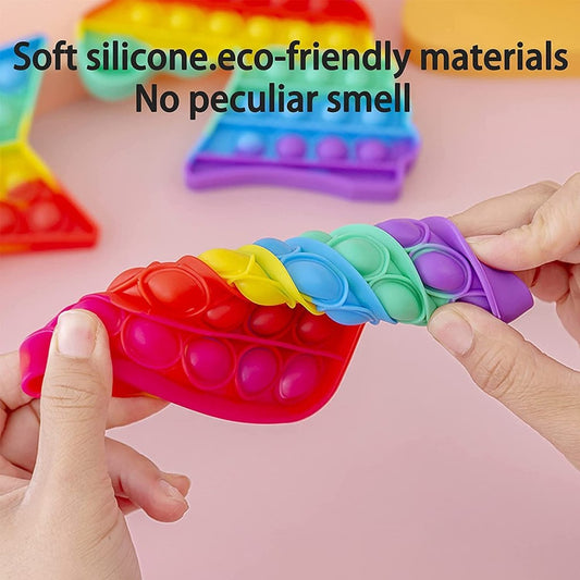 Rainbow Pop It Fidget Toys, Push Pop Bubble Fidget Sensory Toy, Autism Special Needs Silicone Stress Relief Toy, Great Fidget Toy for Kids and Adults