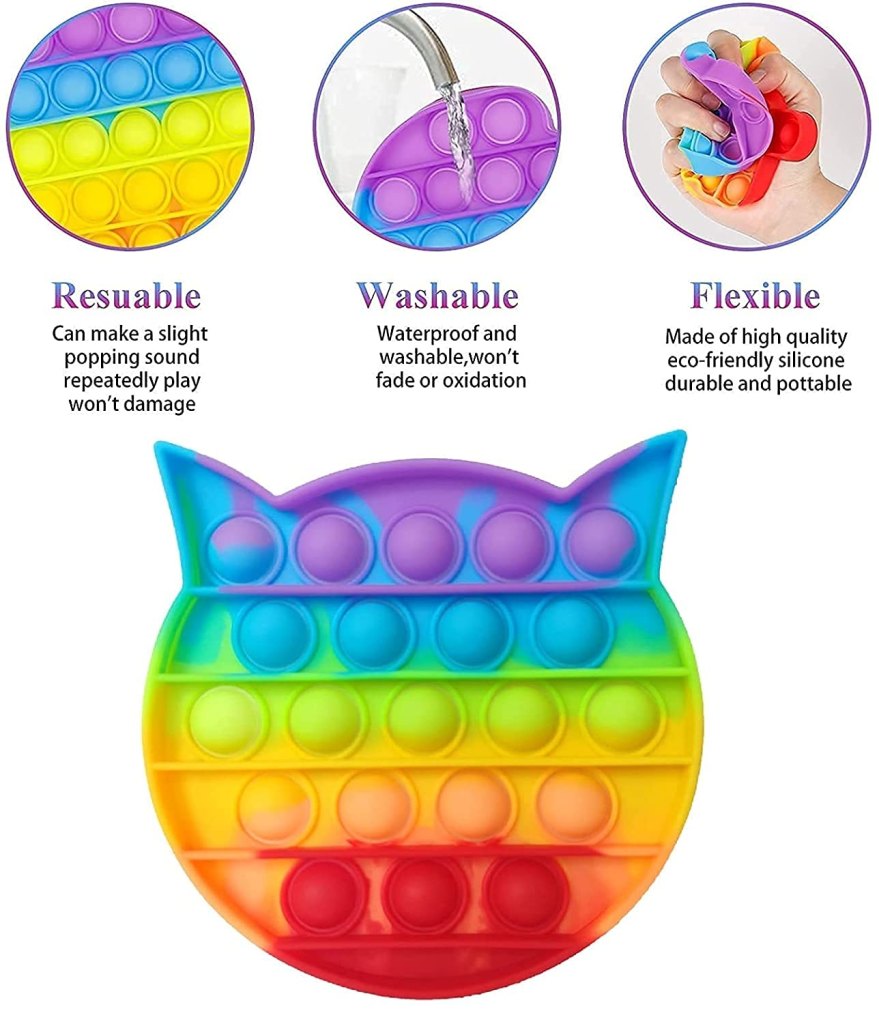 Rainbow Pop It Fidget Toys, Push Pop Bubble Fidget Sensory Toy, Autism Special Needs Silicone Stress Relief Toy, Great Fidget Toy for Kids and Adults