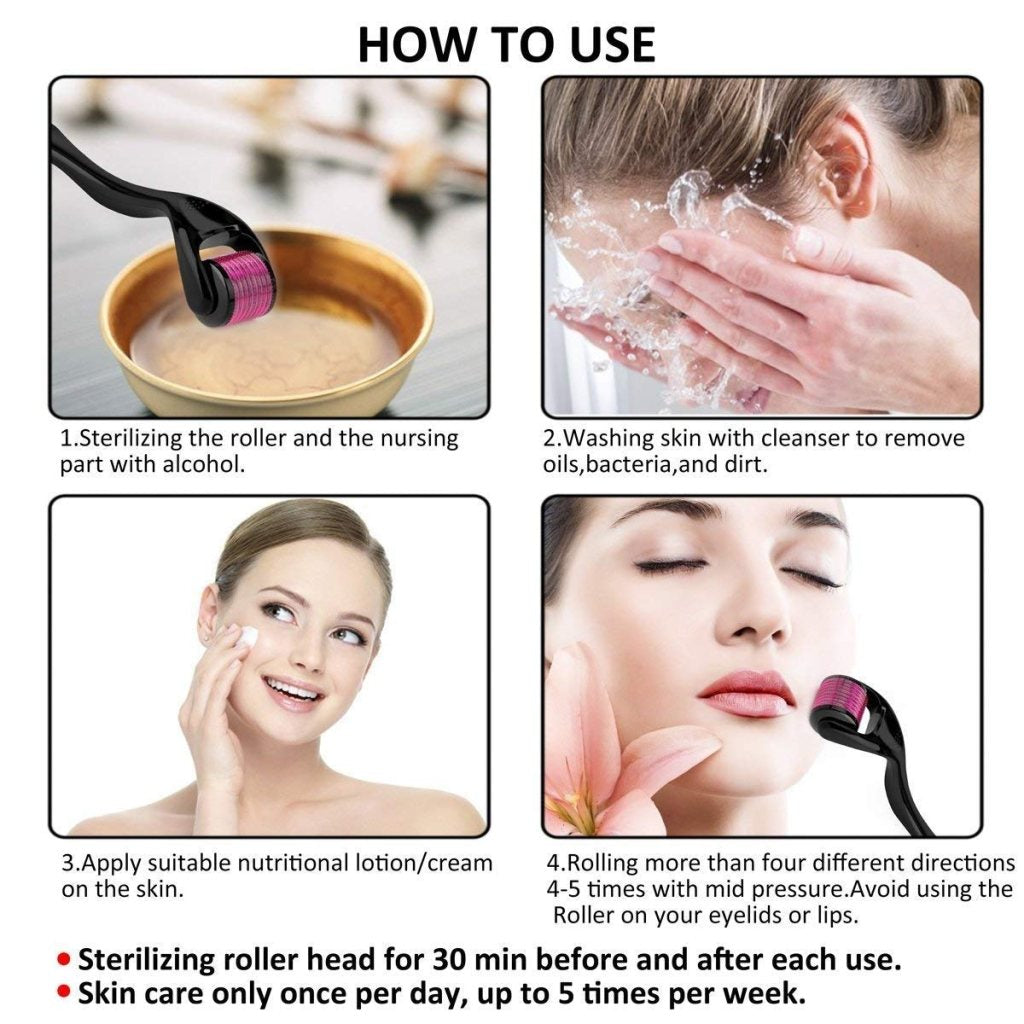 Derma Roller 0.5mm For Face Acne Scars Remover, 540 Titanium Alloy Needles For Anti-aging, Hair Regrowth, Beard Growth & Skin Rejuvenation (1 Pc)