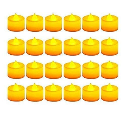 Battery Operated LED Diya Candle Lights | Flickering Flameless Tea Lights for Diwali & Home Decoration | Warm Yellow (Pack of 24 Pcs)