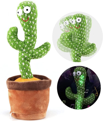 Electronic Dancing Cactus Toy | Singing, Talking, Recording, Glowing Plush Toy with USB Charging | Repeats Words & Dances for Kids, Babies, Fun Gifts (Green, Chargeable)