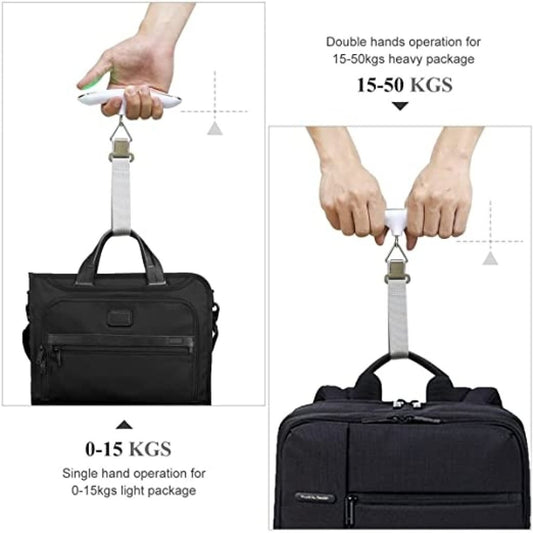 Digital Luggage Weighing Scale | 50kg Portable Electronic Hook Scale with Backlit LCD | Travel Suitcase Weight Checker for Flights, Home, Fishing, Backpacking (Grey, Steel)