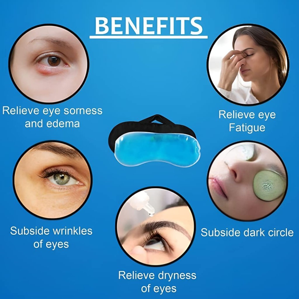 Cooling Gel Relaxing Eye Sleep Mask for Dark Circles, Puffy Eyes, Dryness, Pain Relief, and Better Sleep – Reusable Cool Pad Eye Mask for Men, Women & Kids