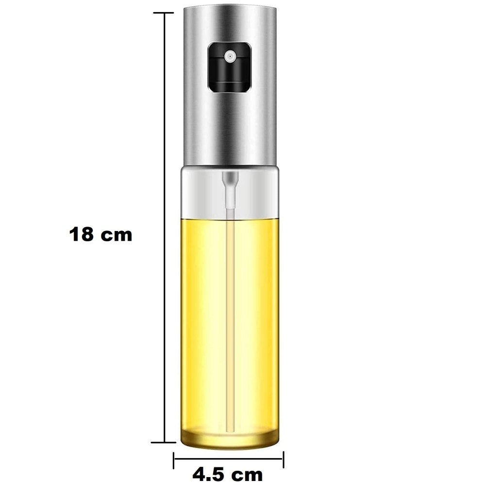 Oil Spray Bottle for Cooking – Refillable Stainless Steel Oil Dispenser with Mini Funnel, Glass Vinegar Spray Bottle for BBQ, Salad, Baking, Grilling, Roasting, Frying