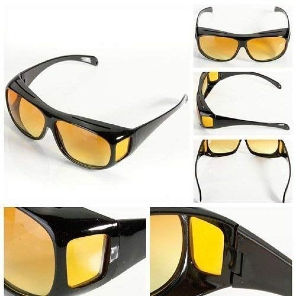 HD Vision Day and Night Unisex Goggles – Anti-Glare Polarized Sunglasses for Driving, UV Protection – Pack of 2 (Black & Yellow)