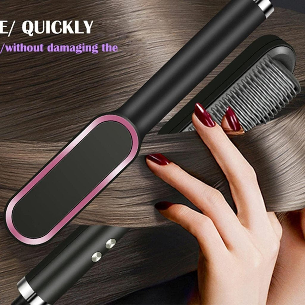 Hair Straightener Comb Brush for Men & Women | Electric Ceramic Hair Straightening Brush with 5 Temperature Settings | Anti-Scald Design | Multi-Color | Fast Heating