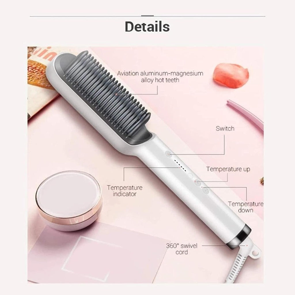 Hair Straightener Comb Brush for Men & Women | Electric Ceramic Hair Straightening Brush with 5 Temperature Settings | Anti-Scald Design | Multi-Color | Fast Heating