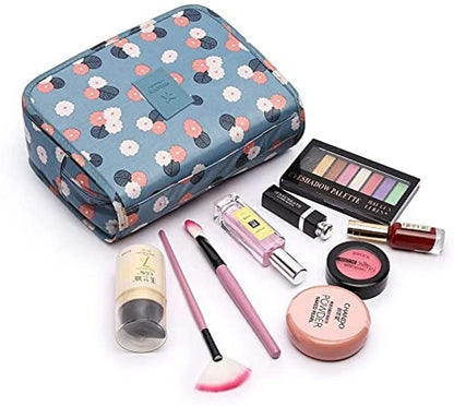 Hanging Travel Toiletry Bag & Cosmetic Organizer for Women – Waterproof, Foldable Makeup Pouch with Hook | Multi-Compartment Travel Storage Case with Handle (Multicolor)