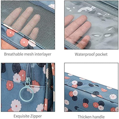 Hanging Travel Toiletry Bag & Cosmetic Organizer for Women – Waterproof, Foldable Makeup Pouch with Hook | Multi-Compartment Travel Storage Case with Handle (Multicolor)