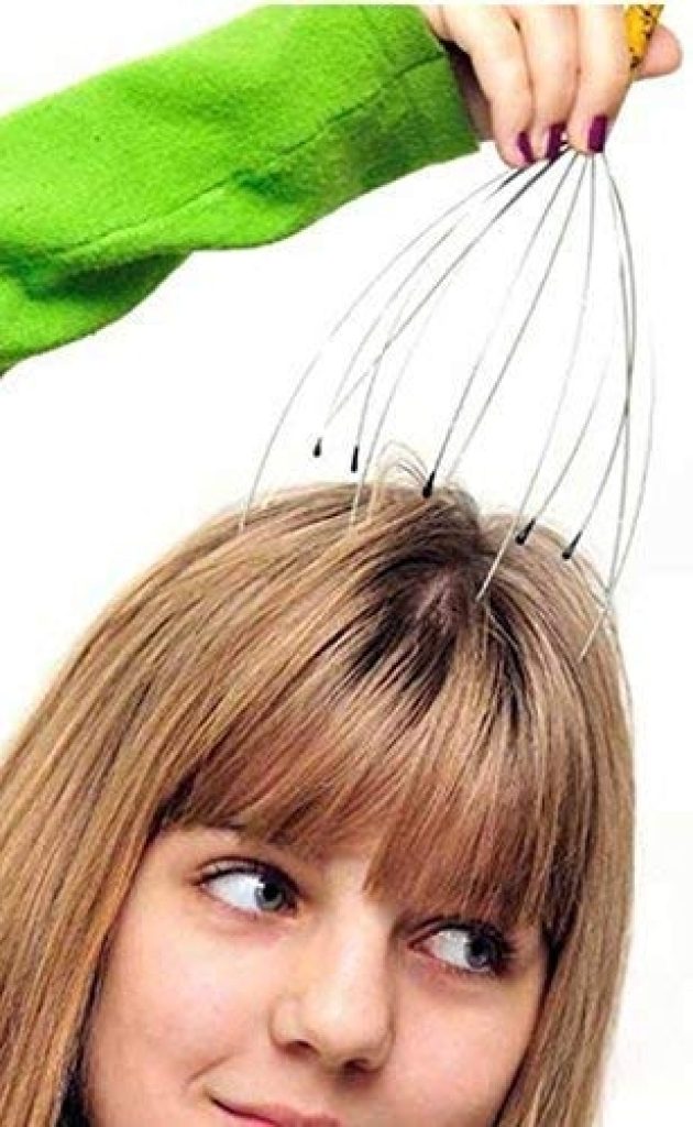 Head Scalp Massager | 12 Fingers Wire Head Scratcher | Wooden Handle Relaxing Massager Tool for Pain Relief, Stress Relief, and Hair Growth