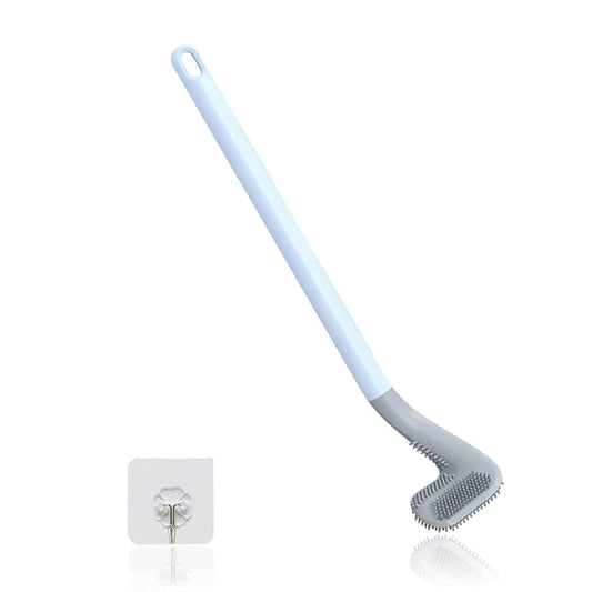 Long Handle Toilet Brush Golf Brush Head Toilet Cleaner Brush 360° Flexible Deep Cleaning Silicone Toilet Bowl Brush Wall Mounted Without Drilling Quick Drying with Wall Hooks Sticky Hooks