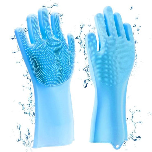 Magic Silicone Cleaning Hand Gloves for Kitchen Dishwashing and Pet Grooming, Washing Dish, Car, Bathroom (Multicolor)