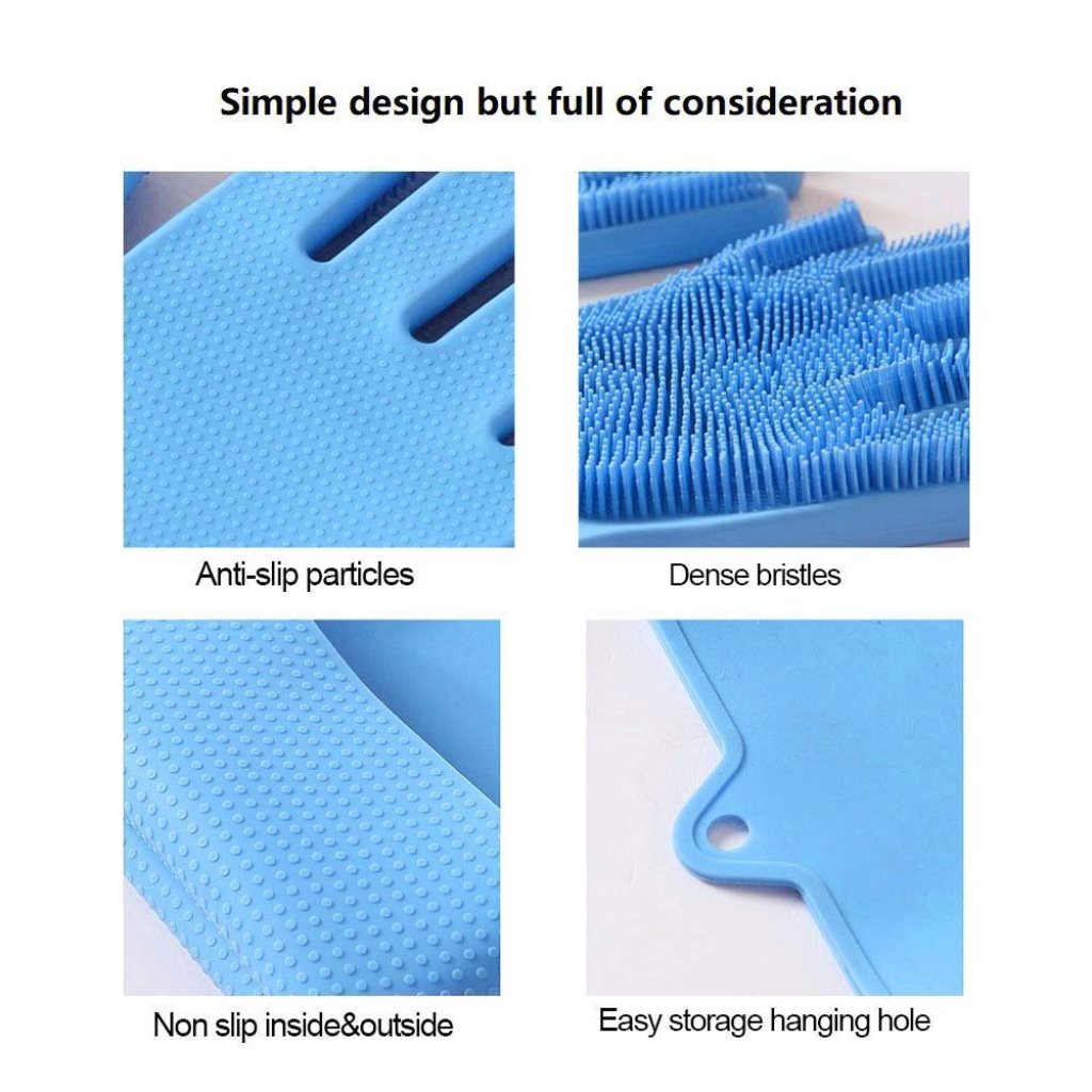 Magic Silicone Cleaning Hand Gloves for Kitchen Dishwashing and Pet Grooming, Washing Dish, Car, Bathroom (Multicolor)